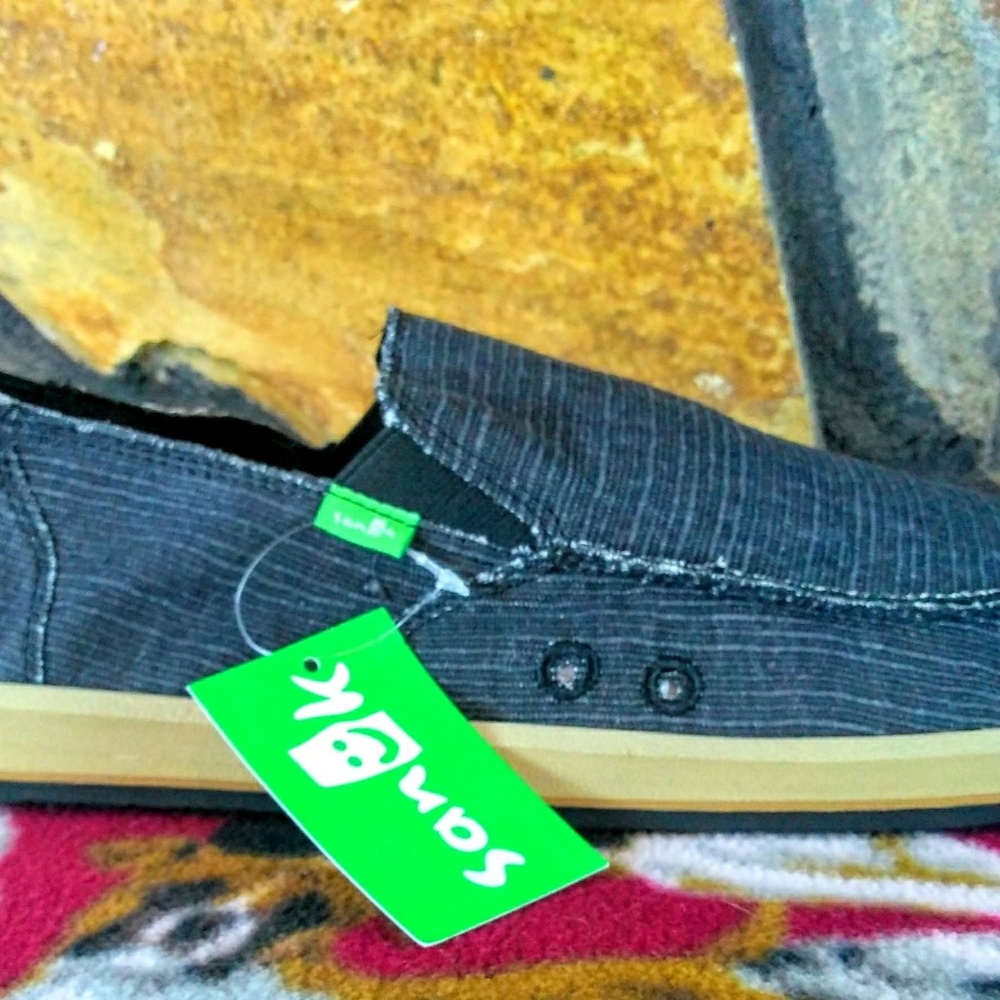 Mens Sanuk Vagabond Grain Slun Size 10 Black NWT - Picture 4 of 6